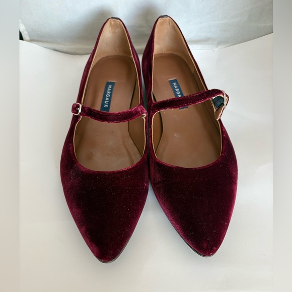 Margaux Velvet Mary Jane Flats in Deep Burgundy 9.5 - Picture 2 of 8